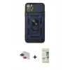 MARSİLYAN™- iPhone 11 Pro Max Kılıf Ahenk Klasik - Siyah 20D Premium Cam Ekran Koruyucu + Kırmızı Pers Alüminyum Kamera Lens