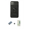 MARSİLYAN™- iPhone 11 Pro Max Kılıf Ahenk Klasik - Siyah 20D Premium Cam Ekran Koruyucu + Metal Kamera Lens Koruma Cam - GS