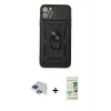 MARSİLYAN™- iPhone 11 Pro Max Kılıf Ahenk Klasik - Siyah 20D Premium Cam Ekran Koruyucu + Pers Alüminyum Kamera Lens - LT