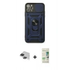 MARSİLYAN™- iPhone 11 Pro Max Kılıf Ahenk Klasik - Siyah 20D Premium Cam Ekran Koruyucu + Pers Alüminyum Kamera Lens - SH