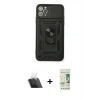 MARSİLYAN™- iPhone 11 Pro Max Kılıf Ahenk Klasik - Siyah 20D Premium Cam Ekran Koruyucu + Şeffaf Kamera Lens Koruma Cam