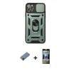 MARSİLYAN™- iPhone 11 Pro Max Kılıf Ahenk Klasik - Siyah 34D Hayalet Izgaralı Cam + Shine Kamera Lens Koruma Cam - GD