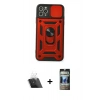 MARSİLYAN™- iPhone 11 Pro Max Kılıf Ahenk Klasik - Siyah 34D Hayalet Izgaralı Cam + Kamera Lens Koruma Cam - SF