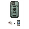 MARSİLYAN™- iPhone 11 Pro Max Kılıf Ahenk Klasik - Siyah 34D Hayalet Izgaralı Cam + Pers Alüminyum Kamera Lens - KI
