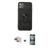 MARSİLYAN™- iPhone 11 Pro Max Kılıf Ahenk Klasik - Siyah 34D Hayalet Izgaralı Cam + Pers Alüminyum Kamera Lens - KI