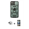 MARSİLYAN™- iPhone 11 Pro Max Kılıf Ahenk Klasik - Siyah 34D Hayalet Izgaralı Cam + Pers Alüminyum Kamera Lens - SH
