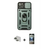 MARSİLYAN™- iPhone 11 Pro Max Kılıf Ahenk Klasik - Siyah 34D Hayalet Izgaralı Cam + Pers Alüminyum Kamera Lens - YL