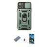 MARSİLYAN™- iPhone 11 Pro Max Kılıf Ahenk Klasik - Siyah 34D Izgaralı Cam + Shine Kamera Lens Koruma Cam - GS