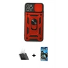 MARSİLYAN™- iPhone 11 Pro Max Kılıf Ahenk Klasik - Siyah 34D Izgaralı Cam + Kamera Lens Koruma Cam - SF