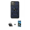 MARSİLYAN™- iPhone 11 Pro Max Kılıf Ahenk Klasik - Siyah 34D Izgaralı Cam + Kamera Lens Koruma Cam - SF