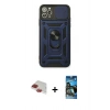MARSİLYAN™- iPhone 11 Pro Max Kılıf Ahenk Klasik - Siyah 34D Izgaralı Cam + Pers Alüminyum Kamera Lens - KI
