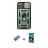 MARSİLYAN™- iPhone 11 Pro Max Kılıf Ahenk Klasik - Siyah 34D Izgaralı Cam + Metal Kamera Lens Koruma Cam - MI