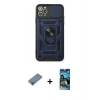 MARSİLYAN™- iPhone 11 Pro Max Kılıf Ahenk Klasik - Siyah 34D Izgaralı Cam + Metal Kamera Lens Koruma Cam - AKYL