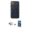 MARSİLYAN™- iPhone 11 Pro Max Kılıf Ahenk Klasik - Siyah 34D Izgaralı Cam + Pers Alüminyum Kamera Lens - YL