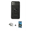 MARSİLYAN™- iPhone 11 Pro Max Kılıf Ahenk Klasik - Siyah 34D Izgaralı Cam + Pers Alüminyum Kamera Lens - YL