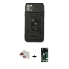 MARSİLYAN™- iPhone 11 Pro Max Kılıf Ahenk Klasik - Siyah 360 Mat Full Body Arka Koruyucu + Pers Alüminyum Kamera Lens - KI