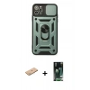 MARSİLYAN™- iPhone 11 Pro Max Kılıf Ahenk Klasik - Siyah 360 Mat Full Body Arka Koruyucu + Renkli Kamera Lens Koruma Cam - PE