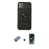 MARSİLYAN™- iPhone 11 Pro Max Kılıf Ahenk Klasik - Siyah 360 Mat Full Body Arka Koruyucu + Metal Kamera Lens Koruma Cam - SH