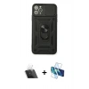 MARSİLYAN™- iPhone 11 Pro Max Kılıf Ahenk Klasik - Siyah 3D Antistatik Cam Ekran Koruyucu + Kamera Lens Koruma Cam - SF