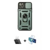 MARSİLYAN™- iPhone 11 Pro Max Kılıf Ahenk Klasik - Siyah 3D Antistatik Cam Ekran Koruyucu + Kamera Lens Koruma Cam - SF
