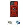 MARSİLYAN™- iPhone 11 Pro Max Kılıf Ahenk Klasik - Siyah 3D Antistatik Cam Ekran Koruyucu + Rainbow Kamera Lens Koruma Cam - GD