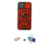 MARSİLYAN™- iPhone 11 Pro Max Kılıf Ahenk Klasik - Siyah 3D Antistatik Cam Ekran Koruyucu + Renkli Kamera Lens Koruma Cam - YL