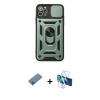 MARSİLYAN™- iPhone 11 Pro Max Kılıf Ahenk Klasik - Siyah 3D Antistatik Cam Ekran Koruyucu + Shine Kamera Lens Koruma Cam - MI