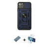 MARSİLYAN™- iPhone 11 Pro Max Kılıf Ahenk Klasik - Siyah 3D Antistatik Cam Ekran Koruyucu + Shine Kamera Lens Koruma Cam - MI