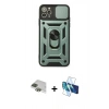 MARSİLYAN™- iPhone 11 Pro Max Kılıf Ahenk Klasik - Siyah 3D Antistatik Cam Ekran Koruyucu + Pers Alüminyum Kamera Lens - YL