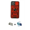 MARSİLYAN™- iPhone 11 Pro Max Kılıf Ahenk Klasik - Siyah 3D Antistatik Cam Ekran Koruyucu + Rainbow Kamera Lens Koruma Cam - YL