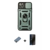 MARSİLYAN™- iPhone 11 Pro Max Kılıf Ahenk Klasik - Siyah 3D Antistatik Hayalet Cam Ekran Koruyucu + Metal Kamera Lens Koruma Cam - GD
