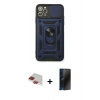 MARSİLYAN™- iPhone 11 Pro Max Kılıf Ahenk Klasik - Siyah 3D Antistatik Hayalet Cam Ekran Koruyucu + Pers Alüminyum Kamera Lens - KI