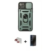 MARSİLYAN™- iPhone 11 Pro Max Kılıf Ahenk Klasik - Siyah 3D Antistatik Hayalet Cam Ekran Koruyucu + Pers Alüminyum Kamera Lens - KI
