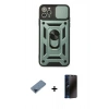 MARSİLYAN™- iPhone 11 Pro Max Kılıf Ahenk Klasik - Siyah 3D Antistatik Hayalet Cam Ekran Koruyucu + Metal Kamera Lens Koruma Cam - MI
