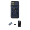 MARSİLYAN™- iPhone 11 Pro Max Kılıf Ahenk Klasik - Siyah 3D Antistatik Hayalet Cam Ekran Koruyucu + Pembe Shine Kamera Lens Koruma Cam
