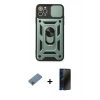 MARSİLYAN™- iPhone 11 Pro Max Kılıf Ahenk Klasik - Siyah 3D Antistatik Hayalet Cam Ekran Koruyucu + Shine Kamera Lens Koruma Cam - MI