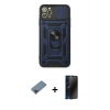 MARSİLYAN™- iPhone 11 Pro Max Kılıf Ahenk Klasik - Siyah 3D Antistatik Hayalet Cam Ekran Koruyucu + Metal Kamera Lens Koruma Cam - SH
