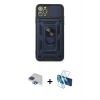 MARSİLYAN™- iPhone 11 Pro Max Kılıf Ahenk Klasik - Siyah 3D Antistatik Seramik Nano Ekran Koruyucu + Pers Alüminyum Kamera Lens - LT