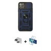 MARSİLYAN™- iPhone 11 Pro Max Kılıf Ahenk Klasik - Siyah 3D Antistatik Seramik Nano Ekran Koruyucu + Pers Alüminyum Kamera Lens - SH