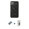 MARSİLYAN™- iPhone 11 Pro Max Kılıf Ahenk Klasik - Siyah 6D Mat Seramik Hayalet Nano Ekran Koruyucu + Metal Kamera Lens Koruma Cam - MI