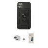 MARSİLYAN™- iPhone 11 Pro Max Kılıf Ahenk Klasik - Siyah 6D Mat Seramik Hayalet Nano Ekran Koruyucu + Pers Alüminyum Kamera Lens - SH