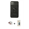 MARSİLYAN™- iPhone 11 Pro Max Kılıf Ahenk Klasik - Siyah 6D Mat Seramik Hayalet Nano Ekran Koruyucu + Pers Alüminyum Kamera Lens - KI