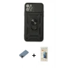 MARSİLYAN™- iPhone 11 Pro Max Kılıf Ahenk Klasik - Siyah 6D Mat Seramik Hayalet Nano Ekran Koruyucu + Siyah Metal Kamera Lens Koruma Cam