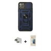 MARSİLYAN™- iPhone 11 Pro Max Kılıf Ahenk Klasik - Siyah 6D Mat Seramik Hayalet Nano Ekran Koruyucu + Pers Alüminyum Kamera Lens - YL