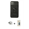 MARSİLYAN™- iPhone 11 Pro Max Kılıf Ahenk Klasik - Siyah 6D Mat Seramik Hayalet Nano Ekran Koruyucu + Pers Alüminyum Kamera Lens - YL