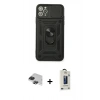 MARSİLYAN™- iPhone 11 Pro Max Kılıf Ahenk Klasik - Siyah Bilvis Hayalet Cam Ekran Koruyucu + Pers Alüminyum Kamera Lens - SH
