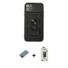 MARSİLYAN™- iPhone 11 Pro Max Kılıf Ahenk Klasik - Siyah Bilvis Hayalet Cam Ekran Koruyucu + Shine Kamera Lens Koruma Cam - GD