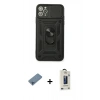 MARSİLYAN™- iPhone 11 Pro Max Kılıf Ahenk Klasik - Siyah Bilvis Hayalet Cam Ekran Koruyucu + Shine Kamera Lens Koruma Cam - MI