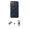 MARSİLYAN™- iPhone 11 Pro Max Kılıf Ahenk Klasik - Siyah Bilvis Hayalet Cam Ekran Koruyucu + Shine Kamera Lens Koruma Cam - SABE