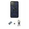 MARSİLYAN™- iPhone 11 Pro Max Kılıf Ahenk Klasik - Siyah Bilvis Hayalet Cam Ekran Koruyucu + Shine Kamera Lens Koruma Cam - SH
